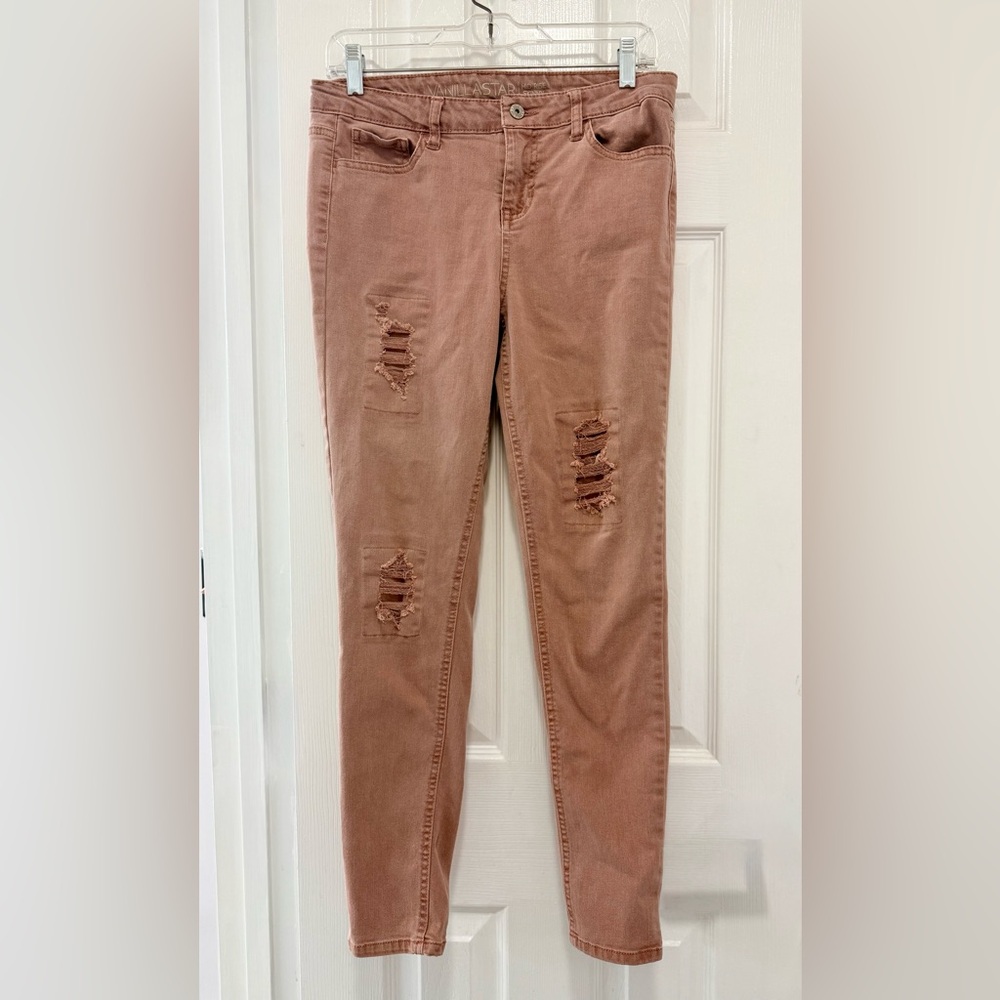 Vanilla Star Distressed Skinny Jeans in Mauve